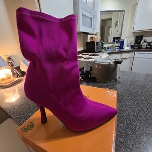 KAYLEEN By Los Angeles Fuchsia Heeled Boots